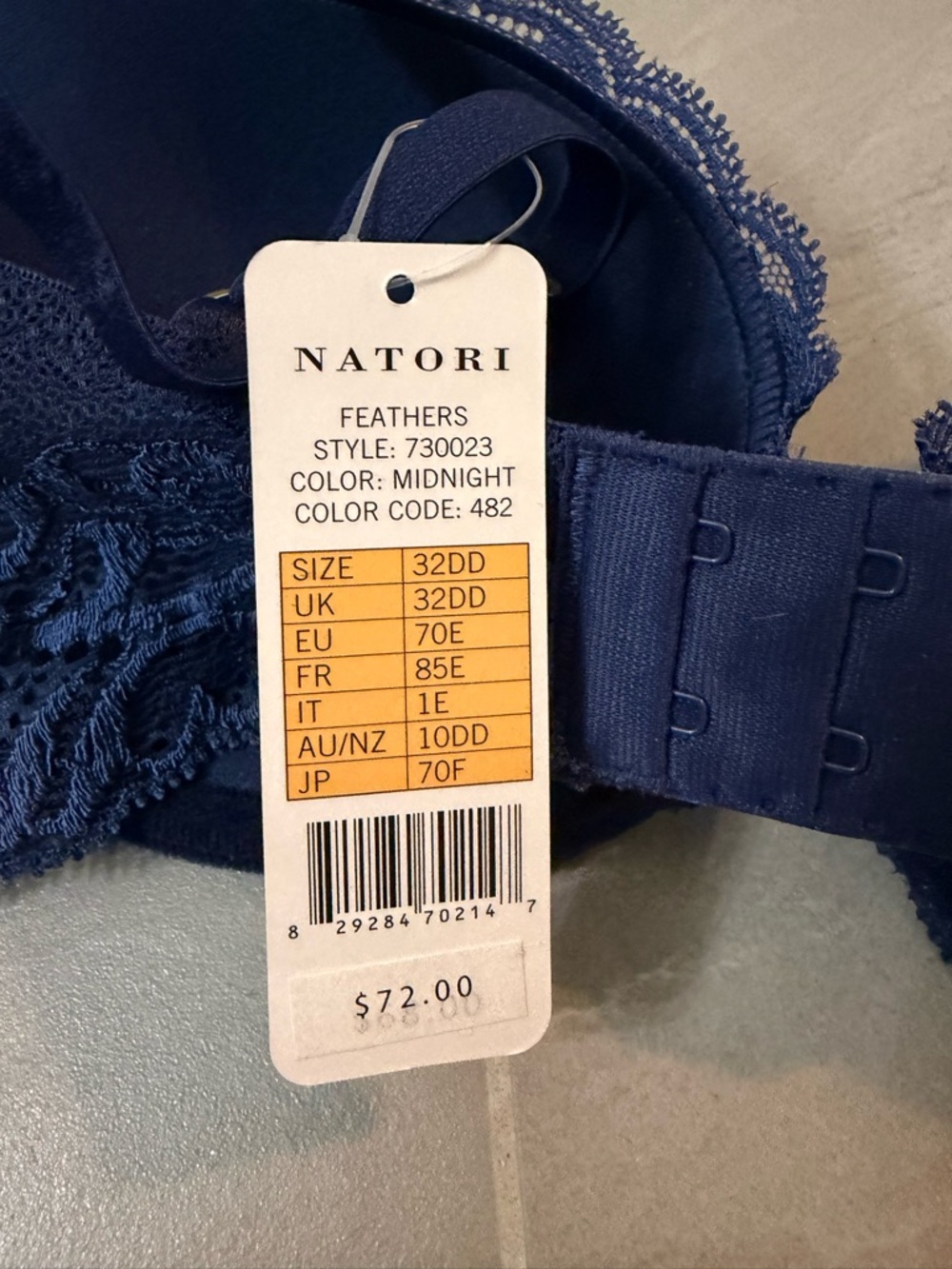 Natori Feathers Navy Lace Underwire Bra - Picture 3 of 4